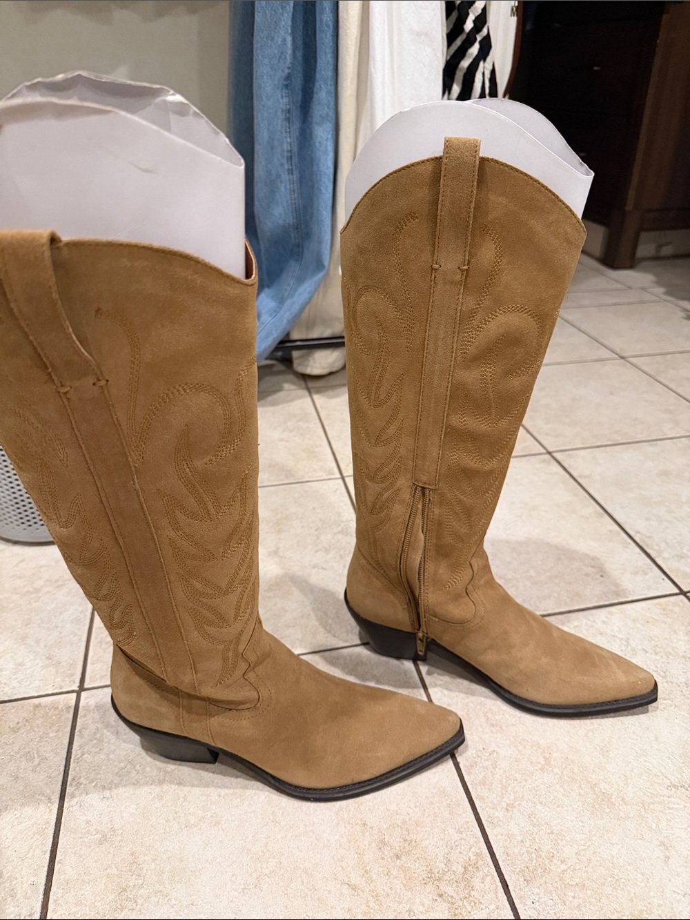 Steve Madden Tan Suede Over-the-Knee Western Boots
